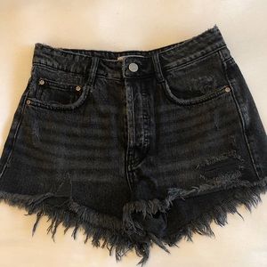 Zara Black Denim Hight Waist Shorts